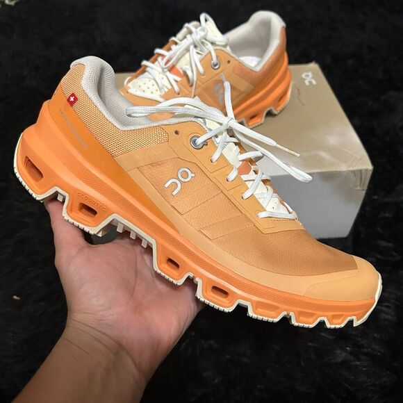 ON CLOUDVENTURE orange hiking athletic training lace up shoes sneakers sz 9 new - Picture 2 of 8